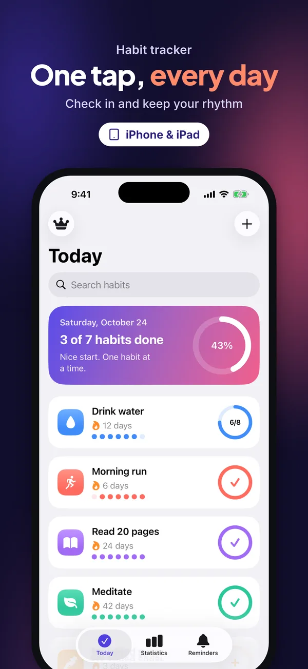 Hero layout: One tap, every day