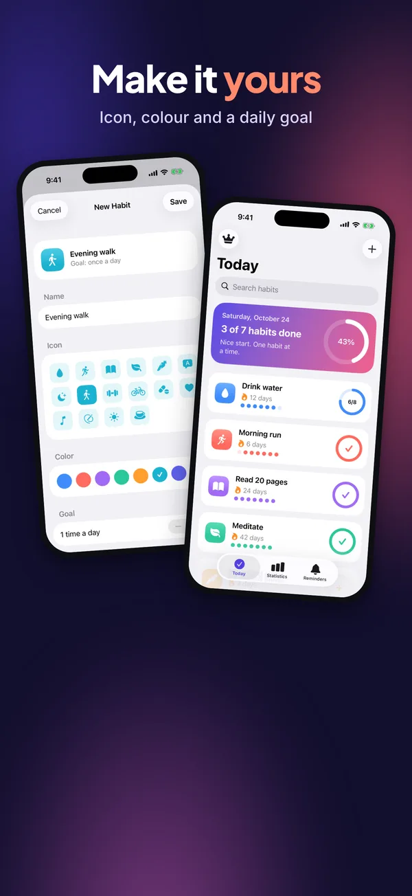 Split layout: two screens side by side